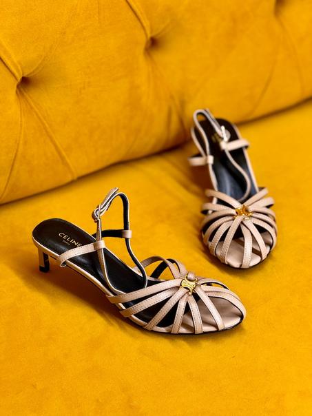 CELINE TRIOMPHE SANDAL in Laminated lambskin GOLD