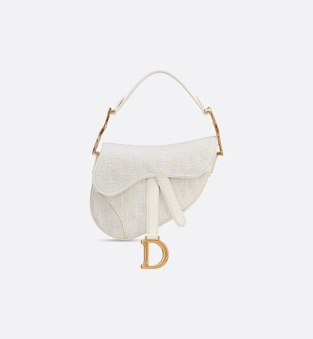 Dior Saddle Bag Oblique Jacquard White