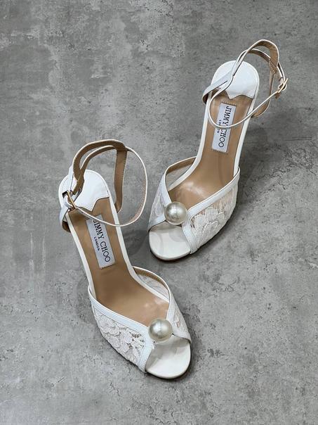 Jimmy Choo Sacora 85 leather and lace sandals