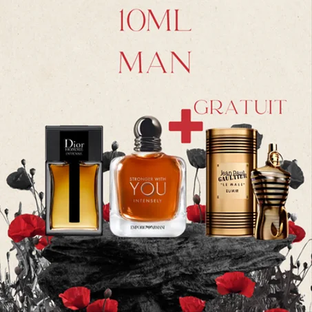 10 ML DIOR HOMME INTESNSE + STRANGER WITH YOU INSTESLY + + LE MALE ELIXIRE CADEAU