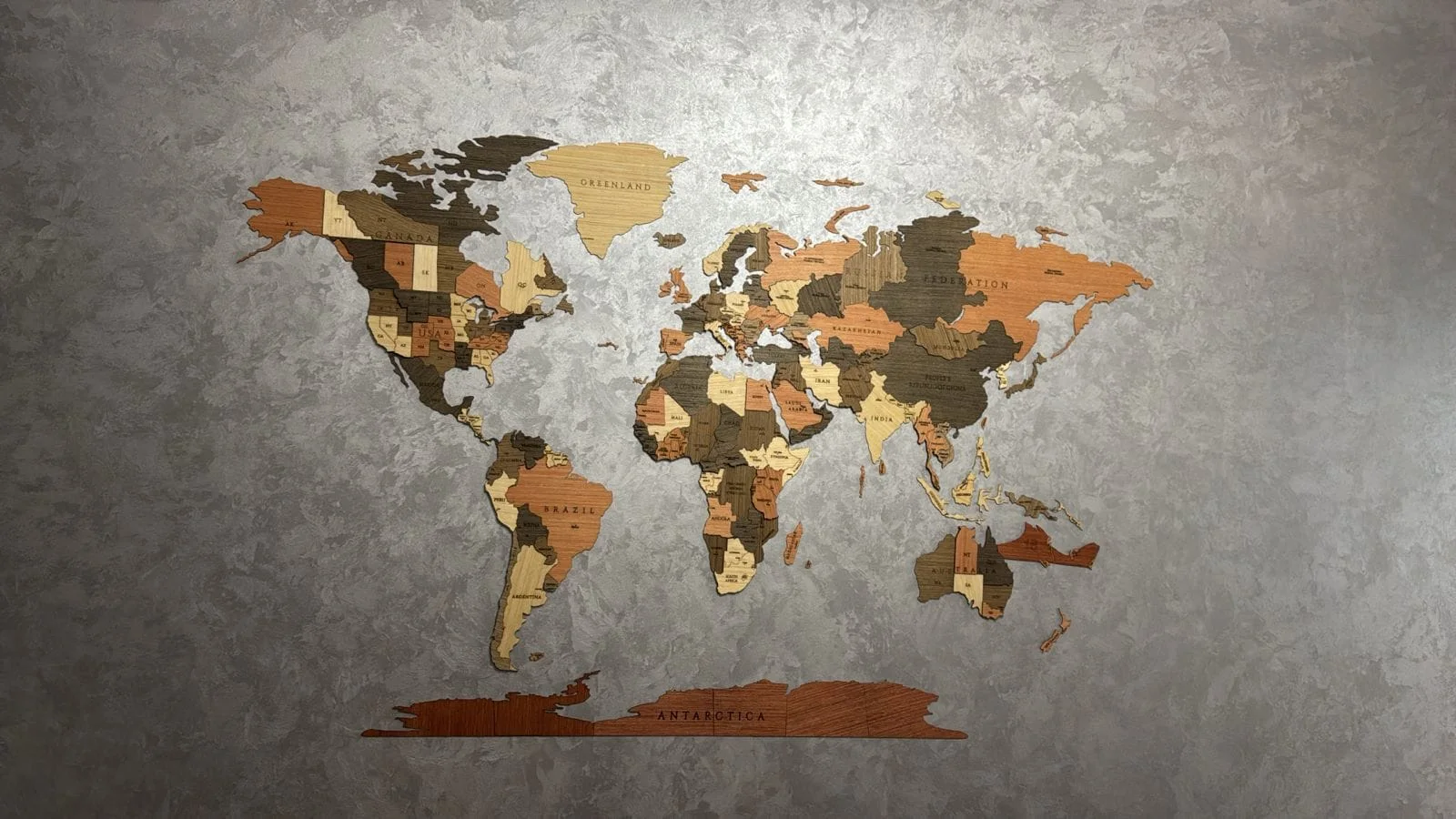 Carte du Monde en Bois 3D 2.5m