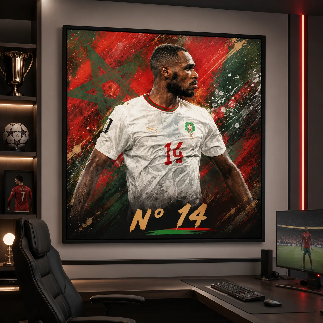 Tableau mural Football  Pop Art - Décoration salon chambre - Toile Canvas 70x70 cm