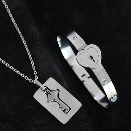 سوار قفل و قلادة مفتاح رجالي نسائي 🔐