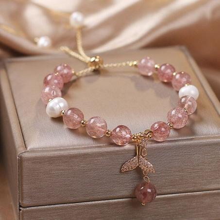 Bracelet strawberry quartz eau douce