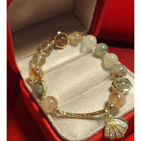 الإسوارة الفخمة كوارتز الروتيل الذهبي