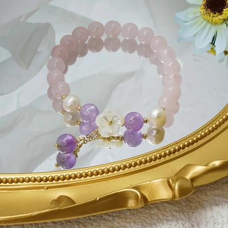 Bracelet rose quartz améthyste