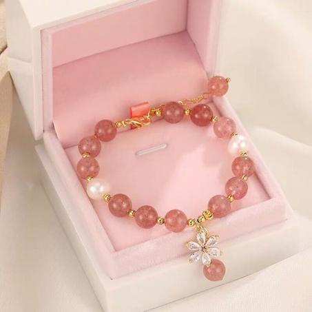 Bracelet strawberry quartz eau douce