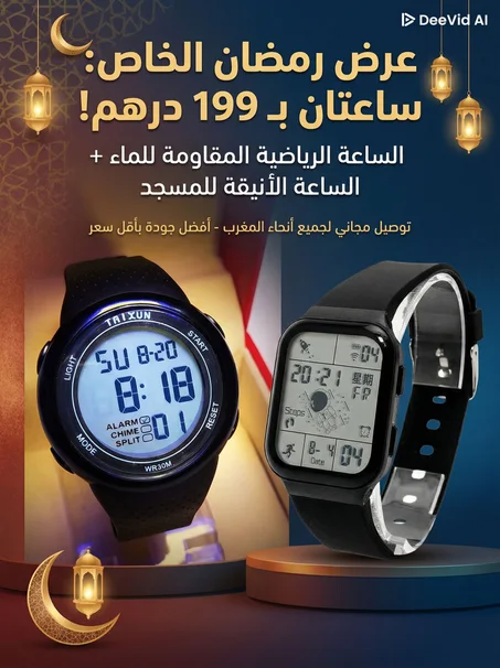 🔥 عرض رمضان الذي لا يُفوّت: ساعتان بـ 199 درهم