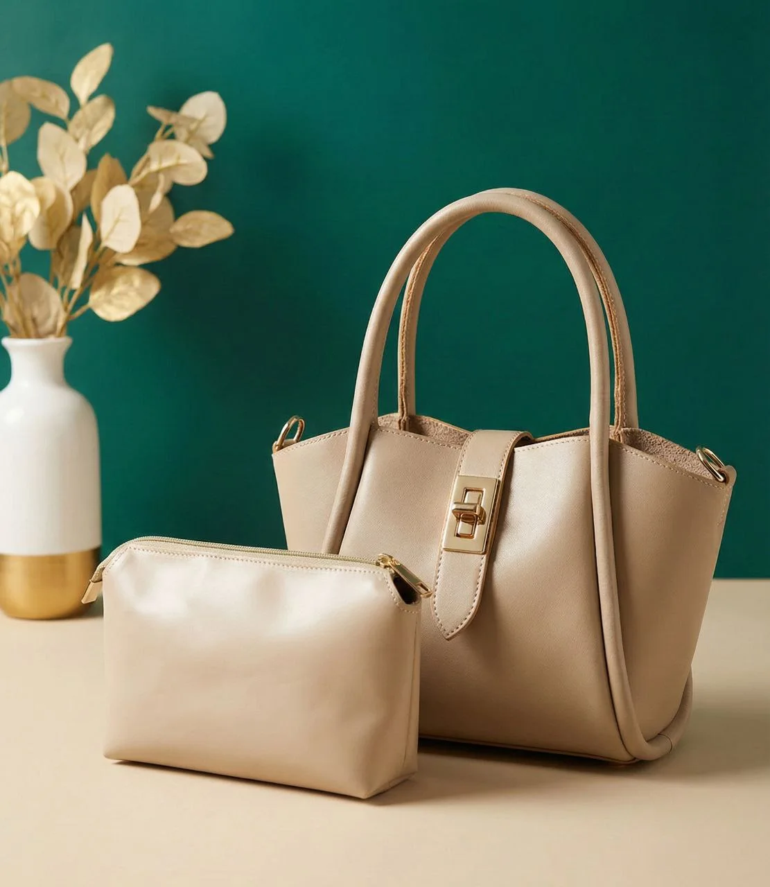 Ensemble Sac à Main & Pochette – Douce Élégance au Quotidien