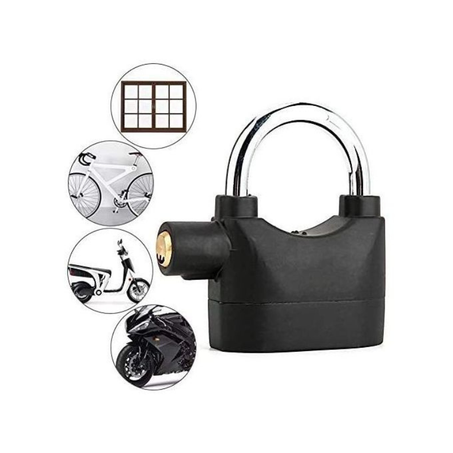 Serrure d'alarme, système de verrouillage d'alarme de sécurité universel, cadenas antivol avec 3 clés (noir)