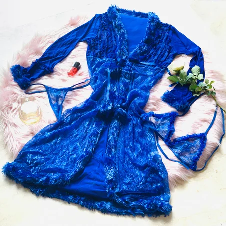 Ensemble 3 Pièces en dentelle et fourrure