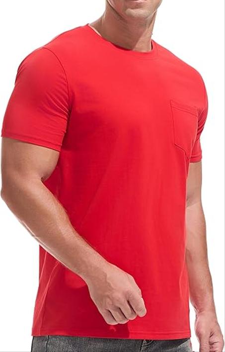 تي شيرت رجالي من القطن الفاخر فائق النعومة بجيب، خفيف الوزن، مريح،