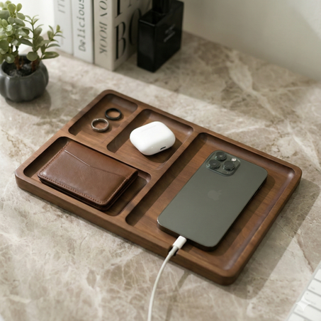 الفخامة والتنظيم في قطعة واحدة.. لمسة خشبية تعيد ترتيب يومك ✨