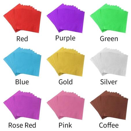 Emballage alimentaire en feuille Mylar colorée, 18/18/papier, pour chocolat, sucre, pâtisserie, cadeau, décoration, DIY, 100 pièces