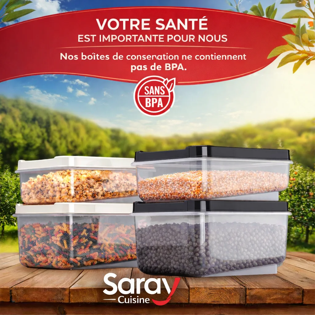 Set de 2 boîtes de conservation alimentaire extra-larges – Capacité 10 L