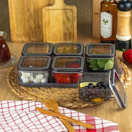 Ensemble de service petit-déjeuner de luxe – 6 compartiments avec couvercle transparent
