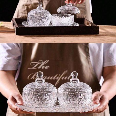 طقم أوعية زجاجية 3 قطع | أوعية متعددة الاستخدامات | طقم تقديم