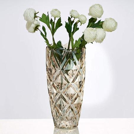 مزهرية زجاجية زخرفية من الكريستال الذهبي