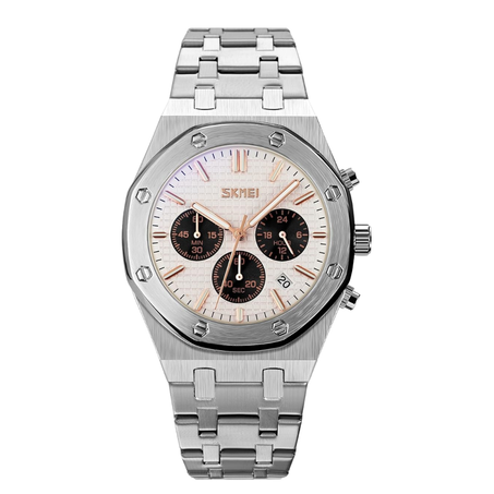 Montre Homme Classique & Sport – Tout Argent, Étanche 30M