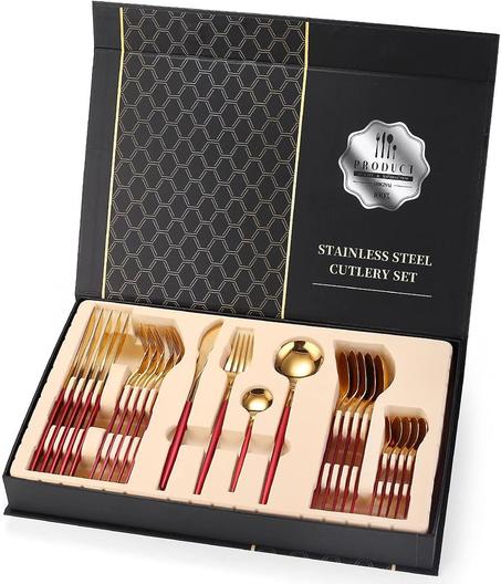 طقم مائدة ذهبي فاخر – 24 قطعة