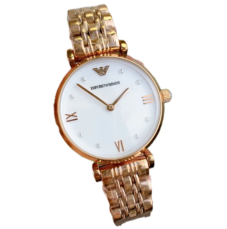 Montre classique Dorée Pour Femme Avec Fond Blanc