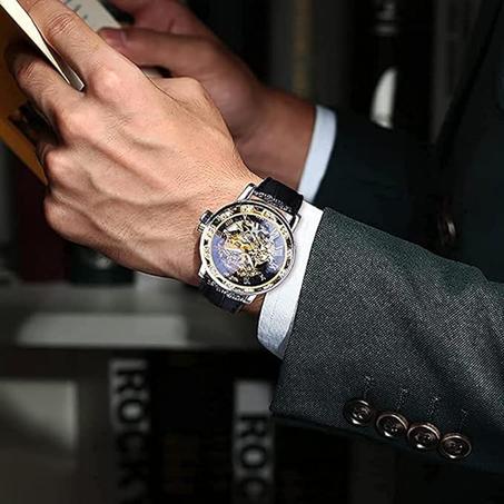 ساعة ميكانيكية اوتوماتيكية للرجال، ساعة يدوية بتصميم اجزاء داخلية