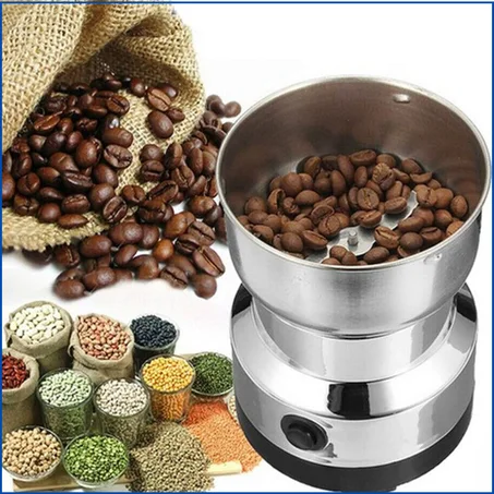 Moulin à café électrique domestique, céréales, noix, épices, haricots, farine, Machine Portable, lame de hachoir de cuisine multifonctionnelle