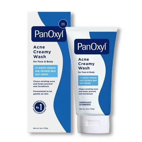 PanOxyl, Acne Creamy Wash Daily Control, Face & Body, 4% Benzoyl Peroxide, All Skin Types, 6 oz