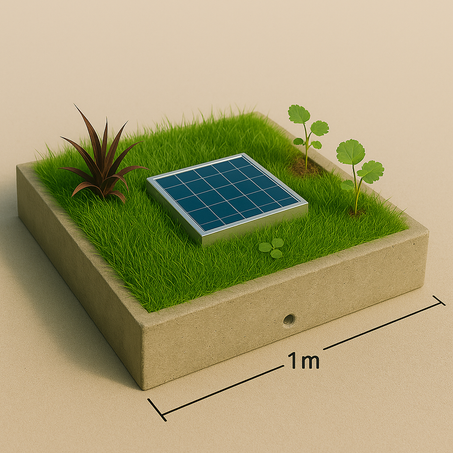 Plaque Végétalisée 1m x 1m avec Panneau Solaire Intégré