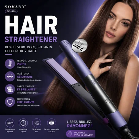 SOKANY SK-1929 – Fer à Lisser Professionnel 230°C ✨