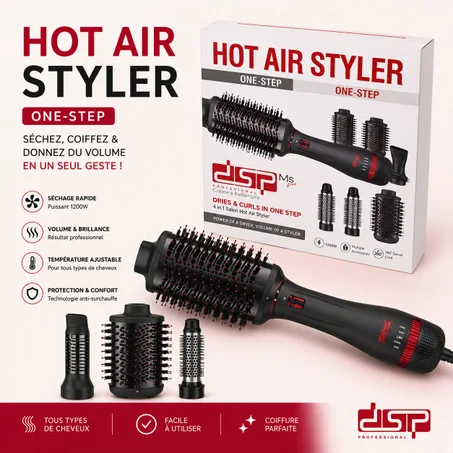 DSP One Step - Brosse Coiffanteà Air Chaud 4 en 1