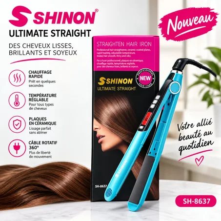 Shinon Ultimate Stylist SH-8637 – Lisseur Cheveux Professionnel avec Contrôle de Température