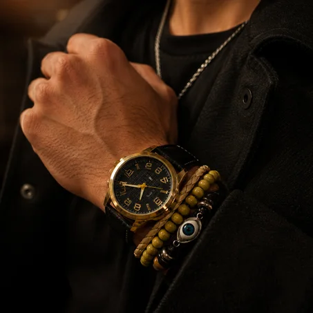 Luxury Men’s Watch & Bracelet Set