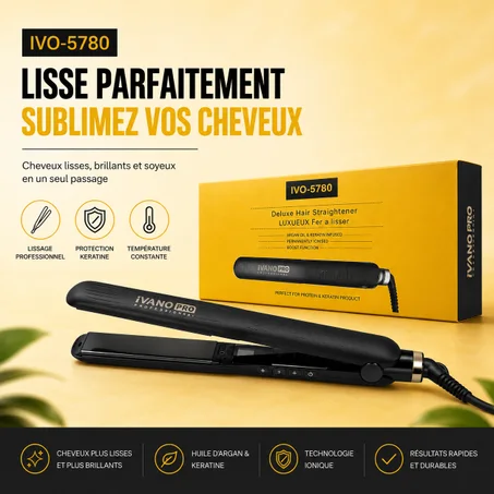 iVANOPRO PROFESSIONNAL مملس الشعر الاحترافي Ivano Pro IVO-5780 – فخامة وأداء عالي بدرجة حرارة فائقة الارتفاع تصل إلى 980°F