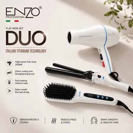ENZO PROFESSIONAL DUO – Flat Iron Set