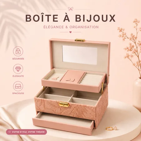 Boîte à Bijoux Rose Élégance