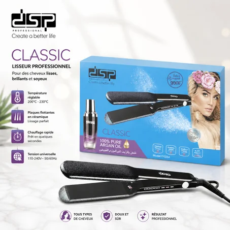 Lisseur de Cheveux Professionnel DSP-10023 - Plaques Céramique - 45W