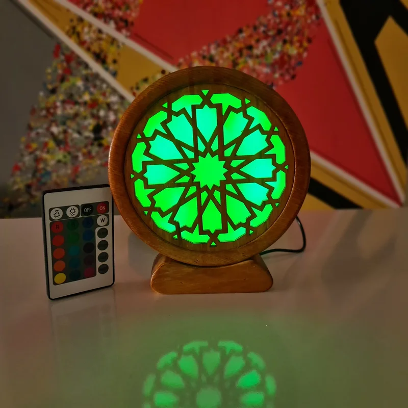 باك فيوز متغير الألوان RGB بجهاز تحكم عن بعد، عالي الجودة برونق الطراز المغربي التقليدي المعاصر، مصنوع يدويا من خشب الأرز + توصيل مجاني لحد باب البيت والدفع عند الإستلام.