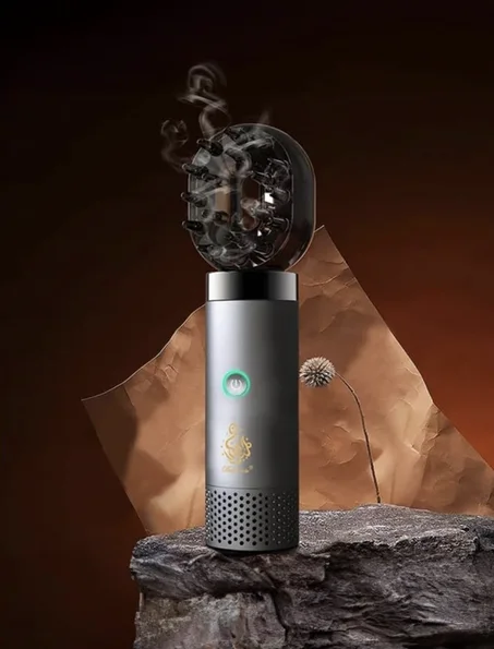 مبخرة شعر كهربائية V2 برأس مشط للشعر ورأس للاستخدام للسيارة والمنزل لون رمادي