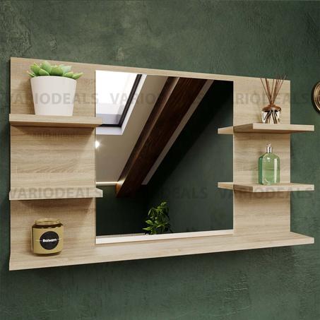 Ensemble de salle de bain avec miroir 80 x 50 cm sonoma
