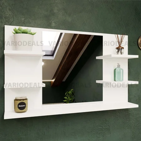 Ensemble de salle de bain avec miroir 80 x 50 cm blanc