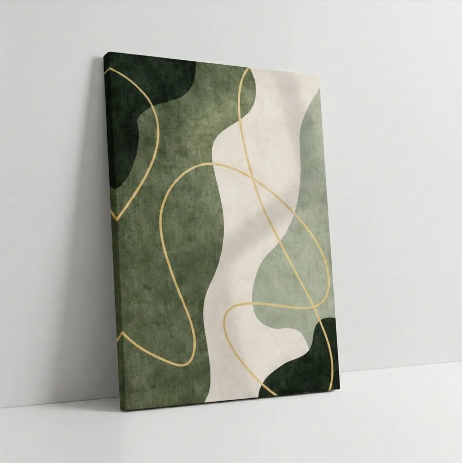 Art Abstrait Vert & Or