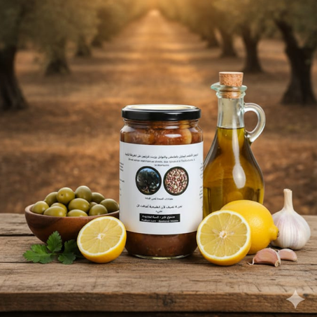 زيتون بلدي أخضر مخلل بالحامض وزيت الزيتون 720مل