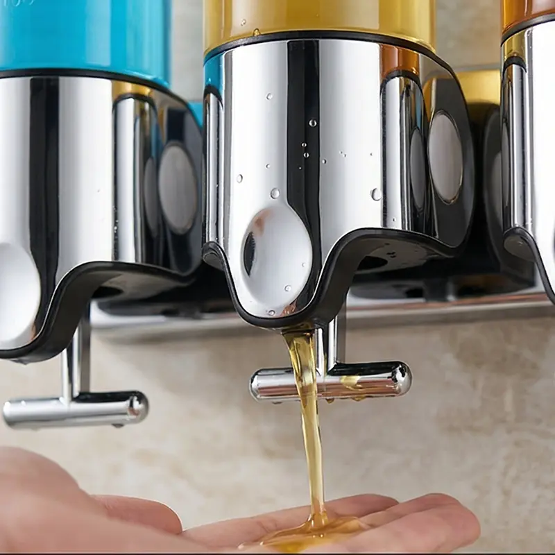 موزع صابون جداري ثلاثي فاخر | منظم حمام عملي