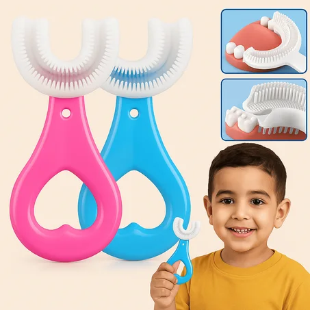 فرشاة أسنان للأطفال على شكل حرف U – تنظيف 360 درجة
