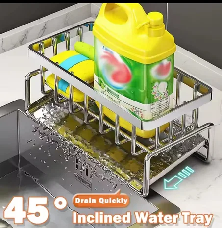 حامل أدوات المطبخ مع صينية تصريف مائلة 45°