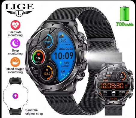 ساعة ذكية متعددة الوظائف من LIGE – تصميم رياضي قوي وتقنيات متطورة*