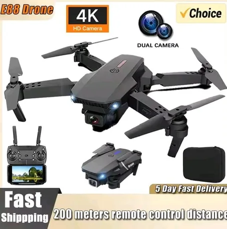 طائرة درون E88 بكاميرا 4K مزدوجة – تجربة تصوير جوي احترافية*