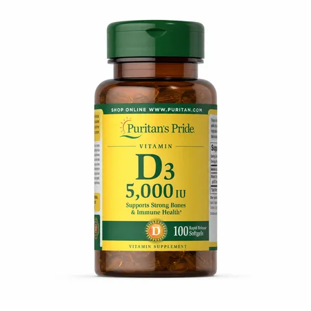 بيورتانز برايد فيتامين د3 5000 وحدة دولية - 100 حصة (Puritans Pride Vitamin D3 5000iu - 100 Serv.)