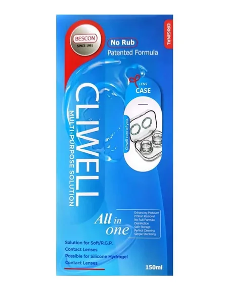 محلول كليويل الكوري للعدسات اللاصقة - 150 مل (CLIWELL 150 ML SOLUTION FOR CONTACT LENSES)